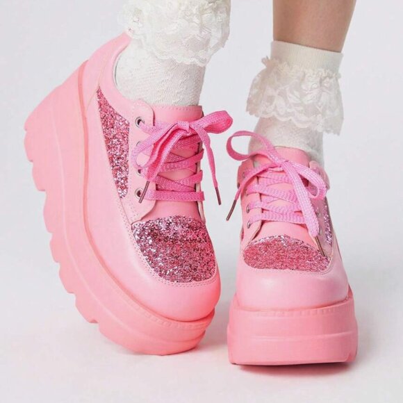 ROMWE Kawaii 2024 Spring/Autumn New College Style Women Casual Pink Lace-Up Mesh - Picture 1 of 12